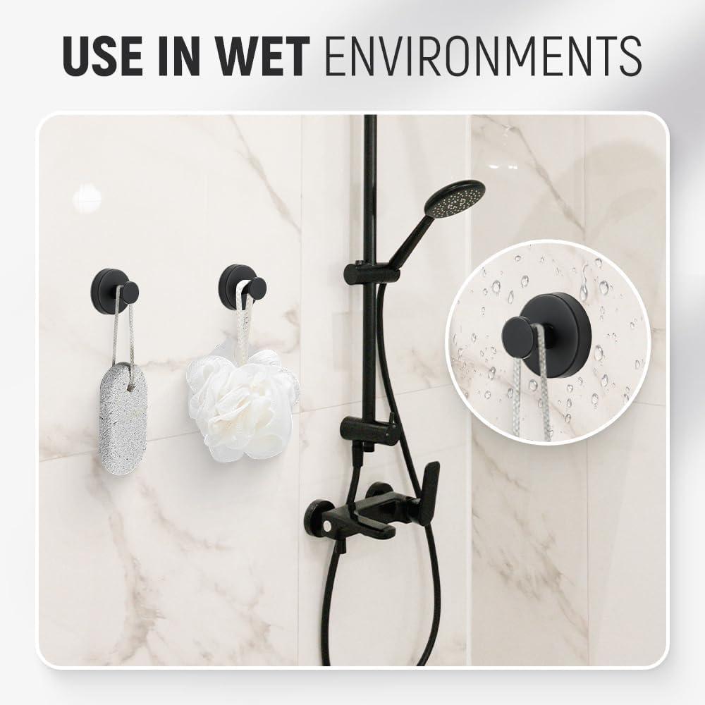 Luxe No-Drill Hooks, Suction Cup Hooks for Wreaths on Glass, 2025 New No Drill Suction Cup Hook for Shower Hanging Towels, Wreath Hanger Holder for Glass Door Bathroom Mirrors (Silver)