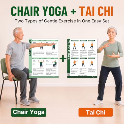 Chair Yoga & Tai Chi Workout Charts for Seniors - 30-Day Challenge