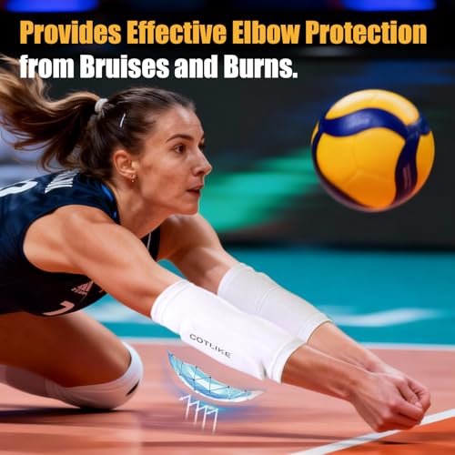 Youth White Volleyball Elbow Pads for Kids Age 8-13 - Non-Bulky, Flexible Protection