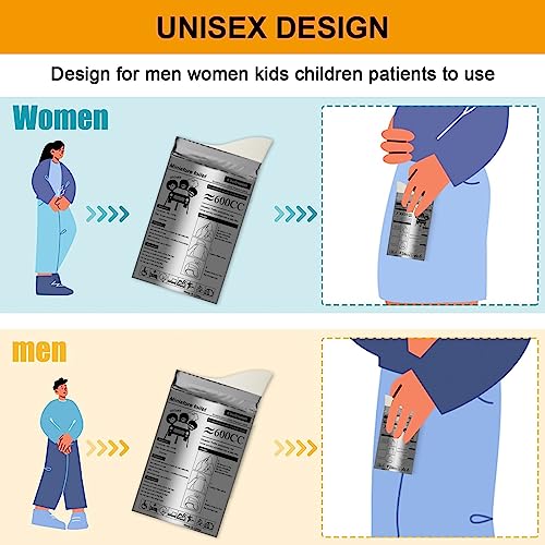 Disposable Urine Bags - 8 Pack Gray, Portable Pee Bags for Travel