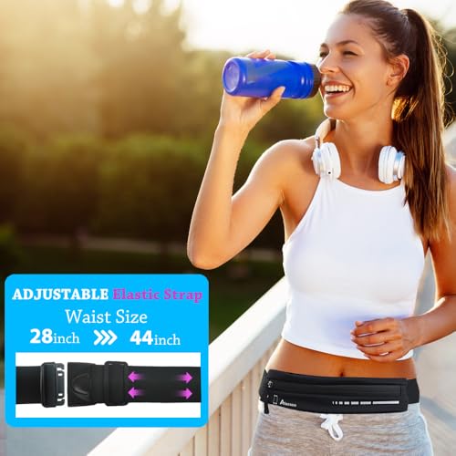 Slim Running Belt for Men & Women - Black Fanny Pack Phone Holder