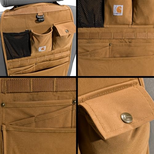 Carhartt Universal Nylon Duck Seat Back Organizer - Brown, 8 Pockets, MOLLE Webbing