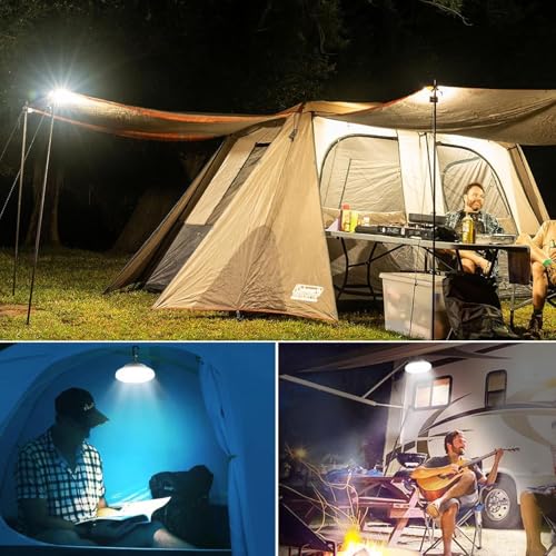 LeKaufen 2 Pack Solar Camping Lantern with Remote Waterproof Hanging Tent Light