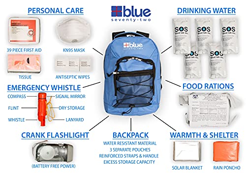 Blue Coolers 72-Hour Emergency Survival Backpack Kit for 1 Person - Pack of 1