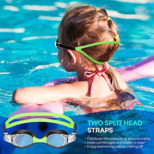 Kids Swim Goggles - Anti-Fog, No Leak, Clear Vision - Blue + Black