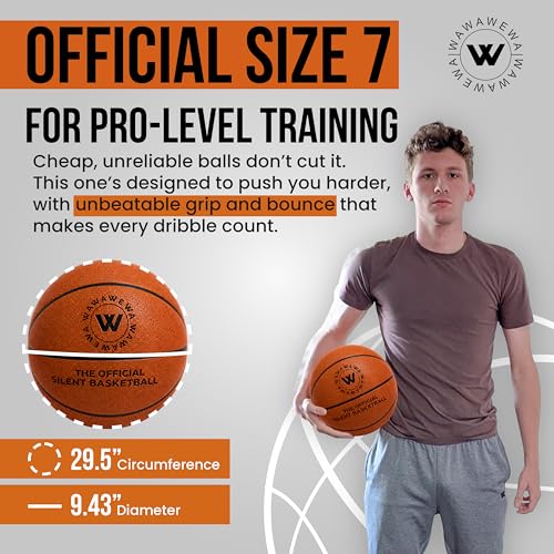 Silent Size 7 Basketball 29.5 Inch - Indoor Dribbling Practice Ball