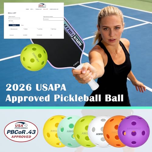 Purple USAPA Approved Indoor Pickleball Balls 6 Pack - 26 Holes, Durable & High Visibility