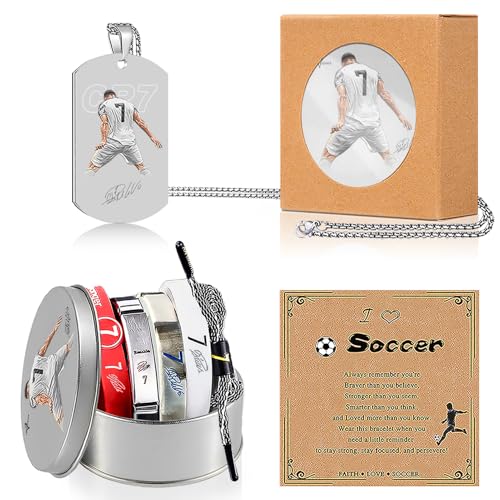 C.R No.7 Soccer Bracelet & Necklace Set - 6 Pieces