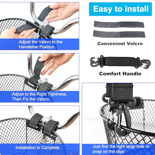 Mkuero White Front Bike Basket Waterproof Metal Wire Bicycle Carrier with Handle