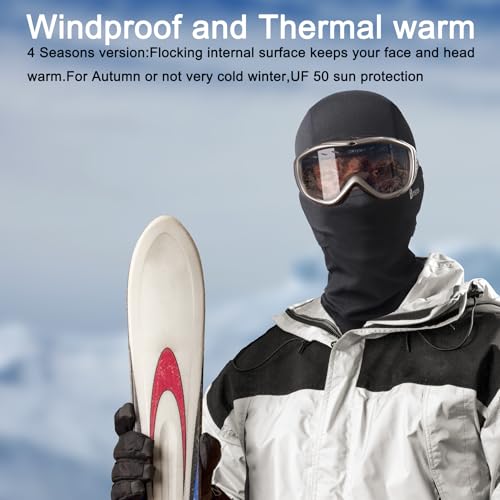 Lightweight Breathable Balaclava - UPF50 Sun Protection, Black - One Size