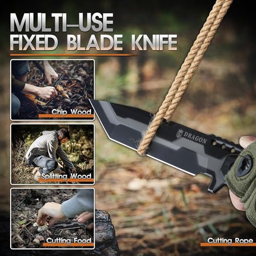 Dragon Creek Fixed Blade Knife Black - Outdoor Survival & Camping Tool