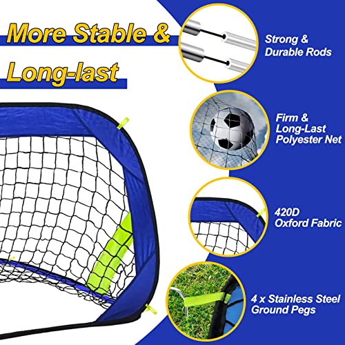 Pop Up Soccer Goal for Backyard & Beach Training - Blue