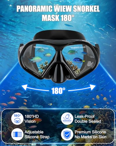Aegend Swim Goggles with Nose Cover for Adults, Tempered Glass Mask