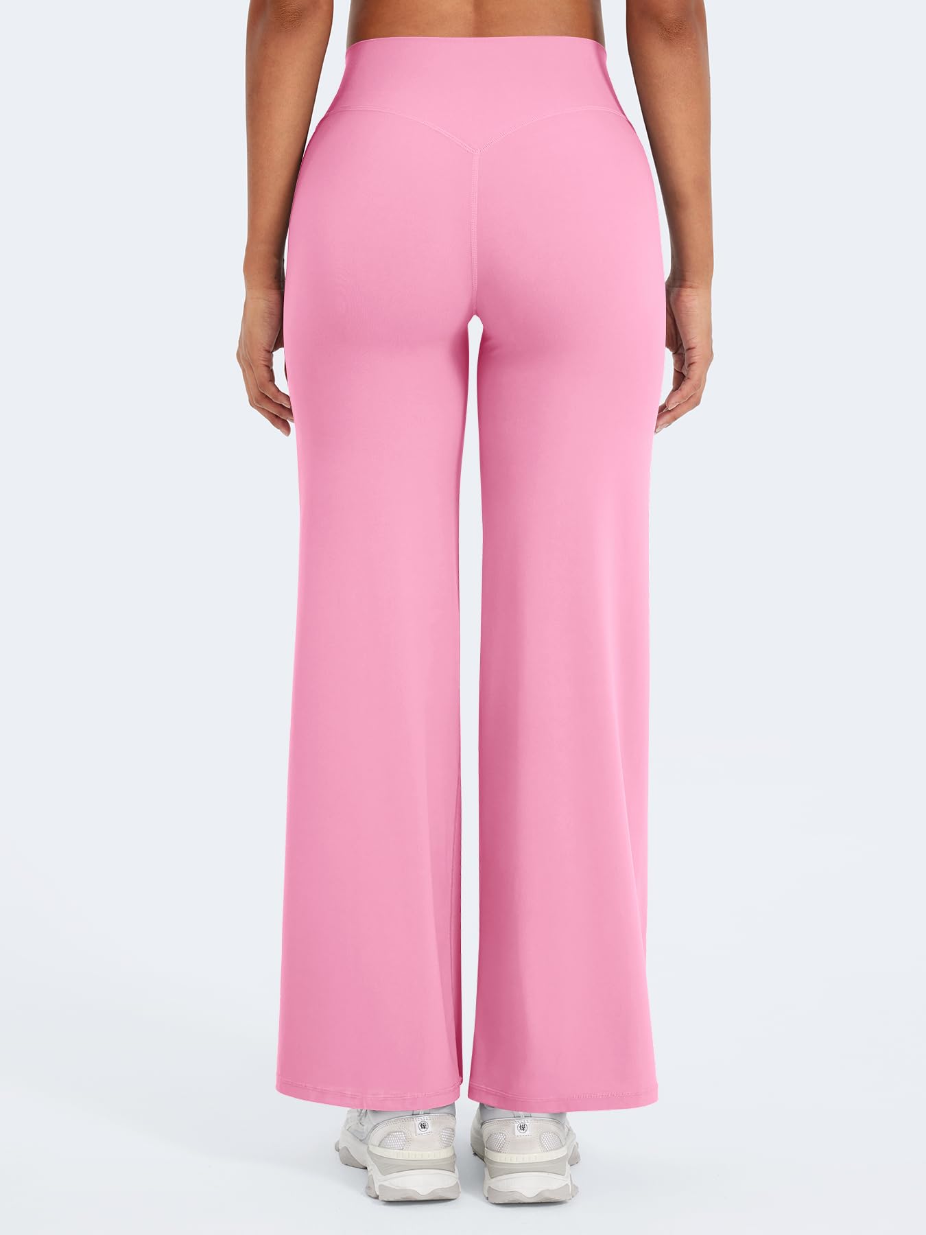 YEOREO Workout Womens Straight Leggings 29" Gym Yoga Pants Bubblegum Pink M