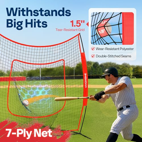 Baseball & Softball Training Net with Batting Tee - Red