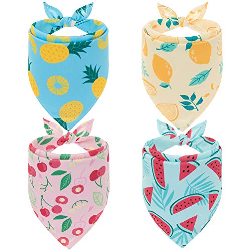 Cooling Dog Bandana Set - 4 Pack Watermelon Fruit Scarf - Large
