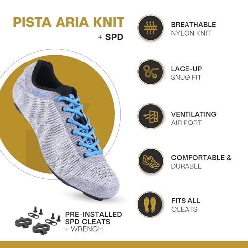 Women's SPD Cycling Shoes - Grey/Blue 7.5 - Perfect for Spin Classes