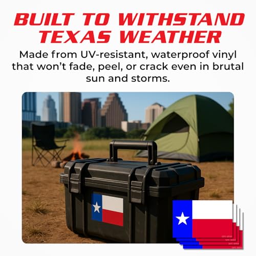 Texas Flag Stickers - 4" x 2.5" Vinyl Decals, Pack of 4