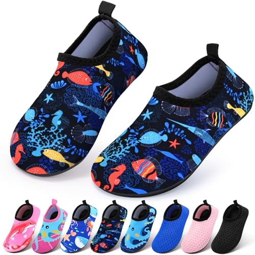 Toddler Kids Quick Dry Non-Slip Swim Water Shoes - Ocean Black 10.5-11.5