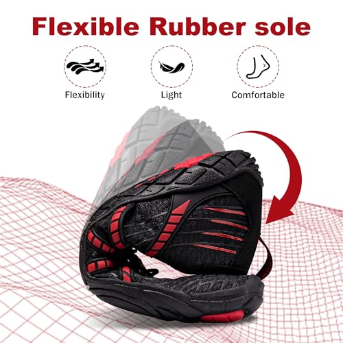 Flexwin Water Shoes for Women & Men - Barefoot Quick Dry Pool Shoes, 8 Wide Women / 6 Wide Men, Black