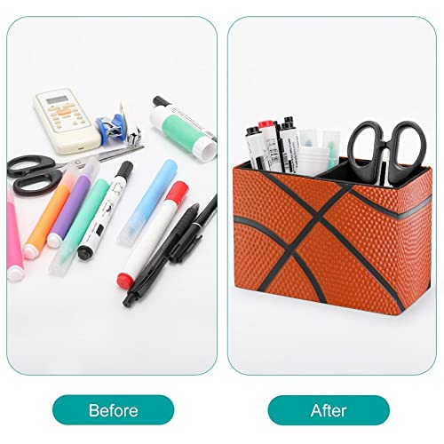 Basketball Pen Holder - Leather Desk Organizer with 2 Compartments