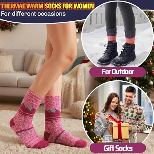 Large Blue-Grey Thermal Warm Socks for Men & Women | Thick Winter Insulated Ski & Snowboard Socks