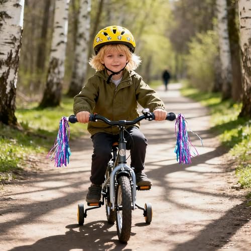 Colorful Handlebar Streamers for Kids' Bicycles - Shiny Blue Purple