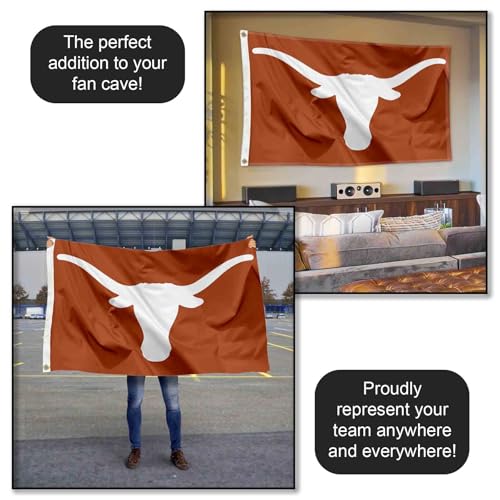 Texas Longhorns College Flag - 3'x5' Durable Polyester with Grommets