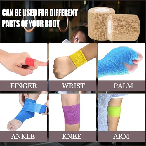 3 Pack 2-Inch Self-Adhesive Cohesive Bandage Wrap for Sports and Pets