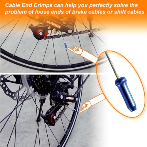 100pcs Aluminum Bicycle Cable End Crimps - Silver Brake & Shifter Caps
