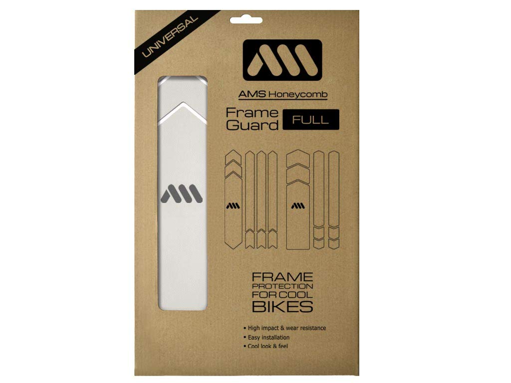 MTB Bike Frame Protector - Honeycomb 380 Microns PVC - Universal Guard for Downhill & Enduro - 18-Piece Set - Clear/Silver
