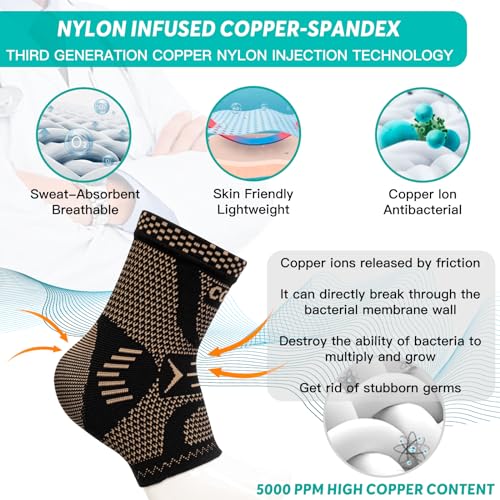 Copper Infused Ankle Brace for Sprains & Pain Relief