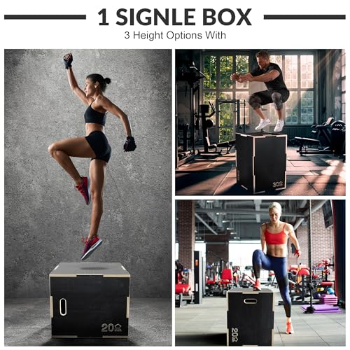 3 in 1 Non-Slip Wooden Plyo Box - 30" x 24" x 20" for Home Gym