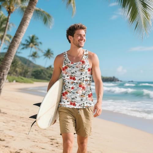 Patriotic Summer Tank Top for Men - Sleeveless Beach Shirt - X-Large