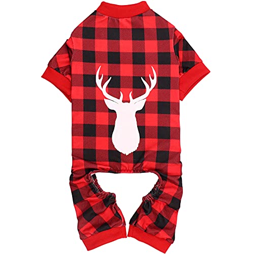 Dog Christmas Pajamas - Buffalo Plaid with Reindeer Print, Medium