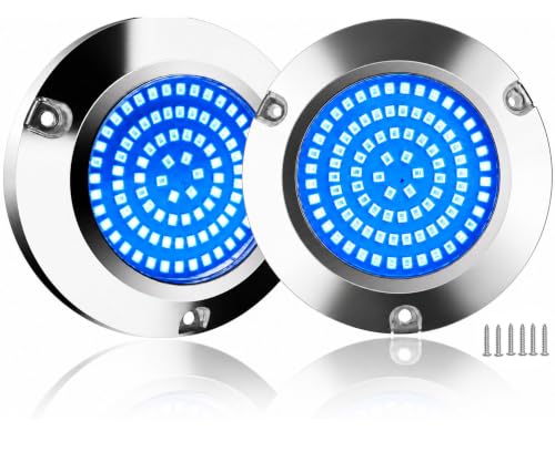 90 LED Blue Underwater Boat Light IP68 10-30V Surface Mount Marine Transom