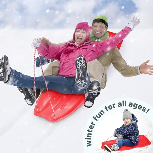 Flexible Toboggan Snow Sled for 2 Riders - 2 Pack Blue/Red