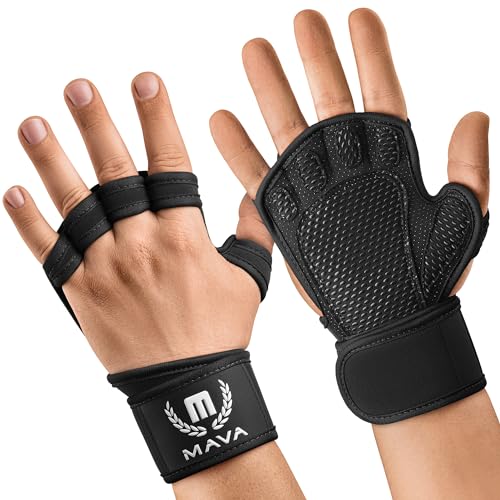 Open Gym Gloves with Wrist Support - Black Medium