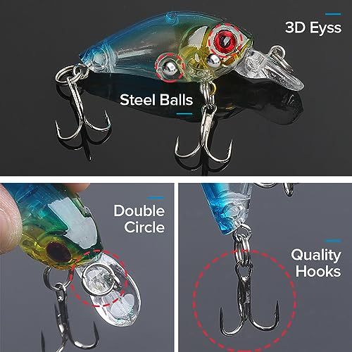 9-Piece Minnow Fishing Lures Set with Treble Hooks - Mixed Colors