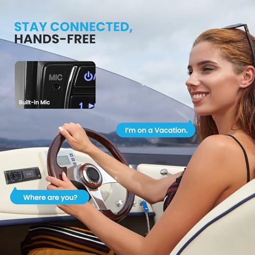 Pyle Black Marine Bluetooth Receiver Stereo - 12V Single DIN In-Dash Radio System with LCD, USB, SD, FM, RCA, MP3, Remote