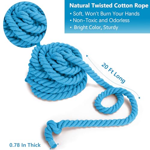 Tug of War Rope - 20 Ft Blue for Kids & Adults - Party Games