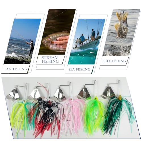 Bass Spinner Baits - 5 Pcs Buzz Bait Hard Metal Fishing Jigs, 3.46in/0.31oz