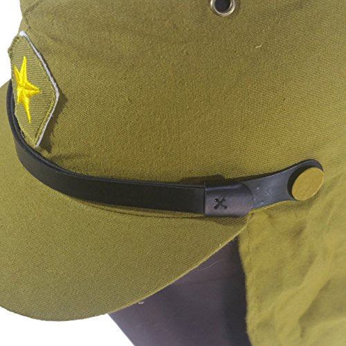 WWII Japanese Soldier Hat with Flap Neck Cover - Reproduction Canvas Cap 59cm Dark Grey