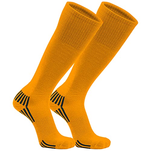 Youth Baseball & Softball Socks - Tall Sports Socks - Small Yellow/Orange