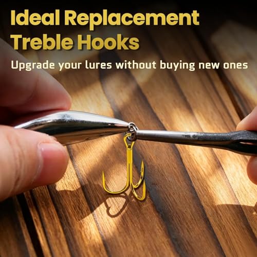 Treble Fishing Hooks - 25pcs Gold Replacement Hooks #14
