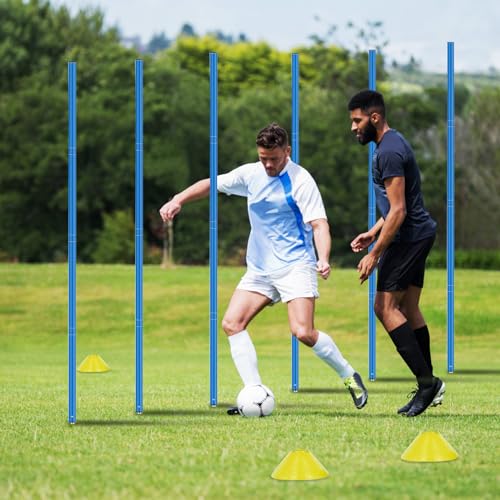 Soccer Agility Training Poles Kit - 6 Flexible Multicolour Poles