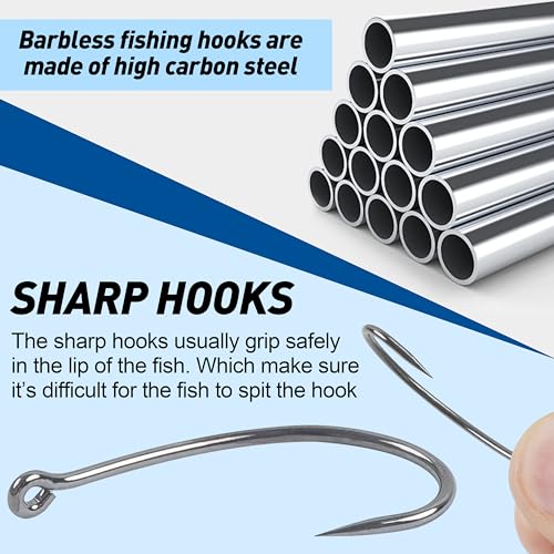 Barbless Fishing Hooks - 50pcs 8# Circle Hooks for Carp & Trout Fishing