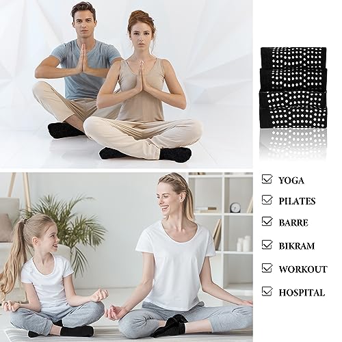 Non-Slip Yoga Socks with Grips - 4 Pairs, Black