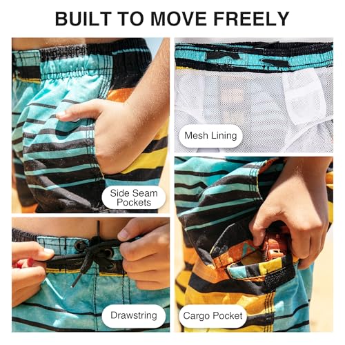 Kanu Surf Boys' Echo Aqua Quick Dry UPF 50+ Beach Swim Trunks - Size 8