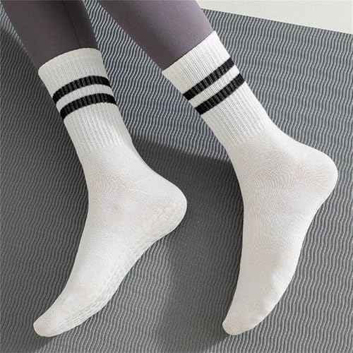 Non-Slip Pilates Socks for Women - 3 Pairs in Black, White, Pink